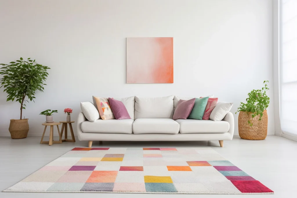 alfombra de varios colores en salón